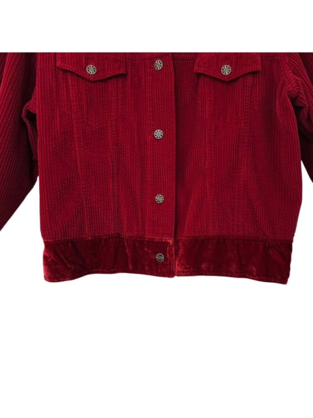 J. Jill Corduroy Jacket L Y2K Velvet Trim Vintage Whimsy Shacket Button Front - Picture 10 of 16